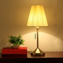 1 Light Cone Table Light Modern Style Paper Night Table Lamps in Beige