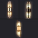 2 Lights Conel Wall Lighting Modern Style Crystal Wall Sconce Lighting in Black