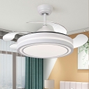 Modern 1-Light Semi Mount Lighting Acrylic Semi Fan Flush for Living Room Bedroom