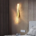 Gold Curved Wall Lamps Modern Style Mirror Fluted Crystal 1 Light Wall Sconce Lighting