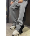 Retro Boys Pants Contrast Color Drawstring Waist Loose Mid Rise Long Length Pants