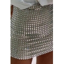 Girls Casual Skirt Sequined Pattern High Waist Mini A-Line Skirt