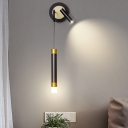 Metal Cylinder Sconce Light Fixtures Modern Style 2 Lights Wall Mounted Lamps in Black
