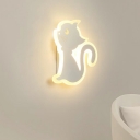 White Cat-Like Wall Sconce Lighting LED with Acrylic Shade Wall Mounted Light Fixture