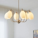 Metal Chandelier Lamp White Glass Chandelier Light for Living Room