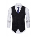 Men Popular Suit Vest Solid Color V-Neck Corduroy Single Breasted Suit Vest