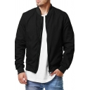 Popular Men Jacket Contrast Color Long Sleeve Stand Collar Pocket Zip Fly Baseball Jacket