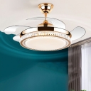 Modern Style 1-Light Semi Mount Lighting Acrylic Semi Fan Flush for Living Room Bedroom