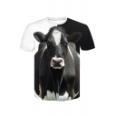 Guy's Casual T-shirt 3D Animal Printed Regular Short Sleeves Crew Collar Tee Top