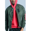 Modern Guys Jacket Solid Color Pocket Long Sleeve Stand Collar Fitted Baseball Jacket
