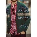 Guys Edgy Cardian Tribal Pattern Long-sleeved Shawl Collar Button Closure Cardian
