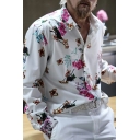 Chic Shirts Floral Patterned Spread Collar Button down Shirts for Men