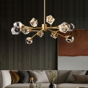 Crystal Radial Chandelier Lamp Modern Style 12 Lights Chandelier Light in Gold