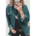 Modern Ladies Jacket Whole Colored Pocket Long Sleeves Pocket Button Spread Collar Jacket