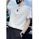 Fashion Boys Tee Top Contrast Color Pleated Detail Crew Neck Short-sleeved Fitted T-shirt