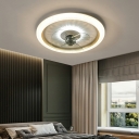 Acrylic Shade Ceiling Fan Round Shape LED Contemporary Fan Lighting