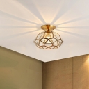 Foyer Shop Bell Shape Ceiling Lamp Clear Glass 1 Light Brass Semi Flush Mount Light