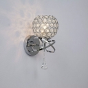 Globe Shade Sconce Light Fixture Modern Style Crystal Wall Sconce Lighting for Living Room