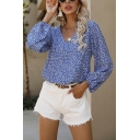 Hot Tee Shirt Floral Pattern 3/4 Length Sleeve V Neck Regular T-shirt for Girls
