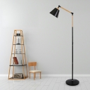 Fabric Shade Floor Lamp Metal Single Bulb Minimalism Style Floor Light