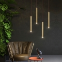 1-Light Hanging Lights Minimalism Style Tube Shape Metal Suspension Pendant