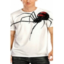 Guys Hot Tee Shirt 3D Spider Printed Short Sleeve Crew Neck Regular Fit Tee Top