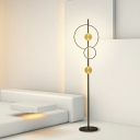 Black Ring Floor Light Modern Style Metal 2 Lights Nightstand Lamp