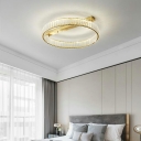 Round Crystal Semi Flush Ceiling Light Fixtures Modern LED Ceiling Flush Mount Lights for Living Room