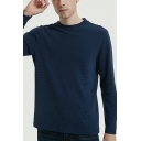Stylish Men Sweater Whole Colored Round Neck Long Sleeve Regular Pullover Sweater