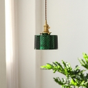 Cylindrical Shape Hanging Light Fixture 1-Light with Glass Shade Down Lighting Pendant