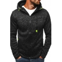 Sports Zip-up Hoodie Casual Jacquard Fleece Cardigan Hooded Shirt for Men