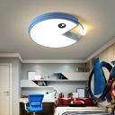 2-Light Flush Light Fixtures Kids Style Geometric Shape Metal Ceiling Mounted Lights