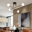 4-Light Flush Light Fixtures Contemporary Style Globe Shape Metal Ceiling Mounted Lights