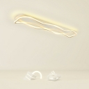 2-Light Flush Light Fixtures Modern Style Rectangle Shape Metal Ceiling Mounted Lights