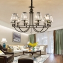 Wheel Black Chandelier Lighting Fixtures Modern Crystal Suspension Light for Living Room
