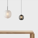 1-Light Hanging Lamp Kit Minimalism Style Oval Shape Glass Suspension Pendant