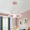 2-Light Chandelier Light Fixture Modernist Style Ring Shape Metal Hanging Lamp