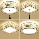 3-Light Flush Light Fixtures Traditional Style Square Shape Metal Ceiling Mounted Lights