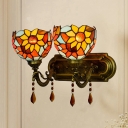 2-Light Sconce Lights Tiffany Style Bowl Shape Metal Wall Mounted Lamps
