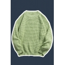 Solid Color Sweater Korean Style Men's Loose Round Neck Long Sleeve Knitted Sweater