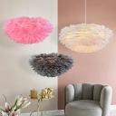 Suspended Lighting Fixture Modern Style Feather Pendant Light Fixtures for Living Room