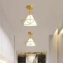 Cone Metal Semi Flush Mount Ceiling Fixture Fabric Traditional Ceiling Light Fixtures for Living Room