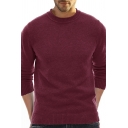 Solid Color Bottoming Sweater American Men's Slim Long Sleeve Knitted Sweater