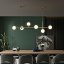 6-Light Island Lighting Ideas Modernist Style Ball Shape Metal Ceiling Chandelier