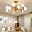 Wood Chandelier Lighting Fixtures Modern Hanging Ceiling Lights for Living Room