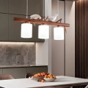 3-Light Pendant Ceiling Lights Modern Style Cylinder Shape Glass Hanging Lamp Kit
