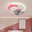 Flush Mount Ceiling Fan Lighting Fixture with Acrylic Shade LED Ceiling Fans