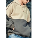 Pop Mens Hoodie Contrast Color Fitted Long Sleeve Hooded Drawstring Pocket Hoodie