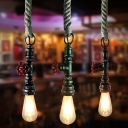 Single Bulb Pendant Lighting Fixture Rope & Metal Hanging Light Fixture
