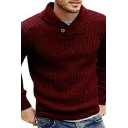 Edgy Sweater Pure Color Shawl Collar Long Sleeves Slimming Pullover Sweater for Men